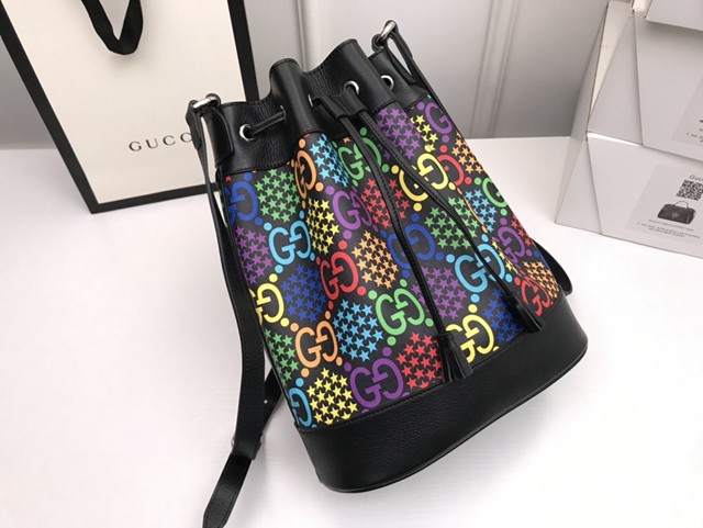 Gucci經典款女包 598149 古馳GG Psychedelic魔幻跳跳糖系列 Gucci肩背水桶包  gqy3909